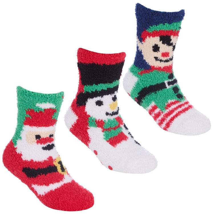 Picture of 42B829 CHILDREN CHRISTMAS COSY FLEECY SOCKS WITH GRIPPERS